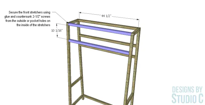 DIY Furniture Plans Build Modern Wall Desk_Front Stretchers