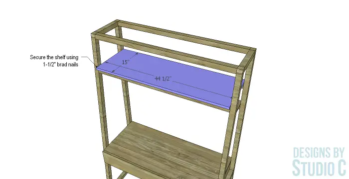 DIY Furniture Plans Build Modern Wall Desk_Middle Shelf