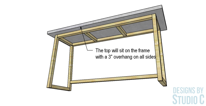 DIY Furniture Plans to Build a Concrete Top Desk_Top