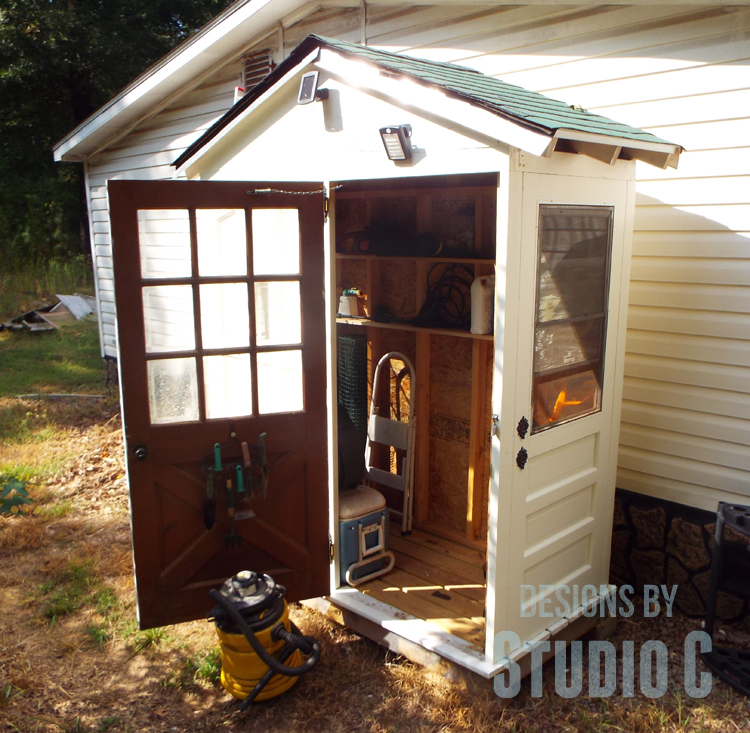 DIY plans build shed old doors part one open