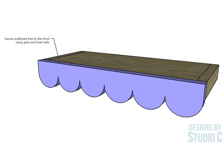 DIY Furniture Plans to Build a Scalloped Shelf_Front Apron
