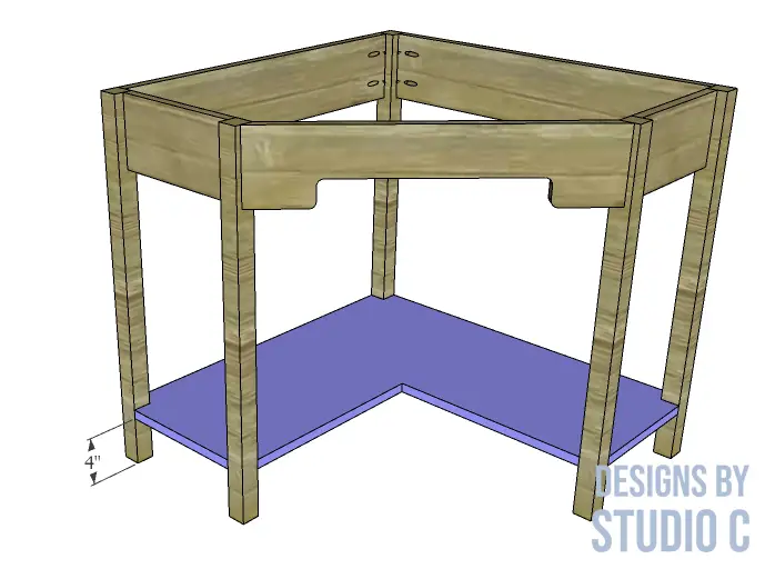build plain corner desk - shelf installed