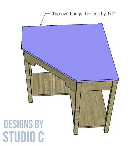 build plain corner desk - top installed