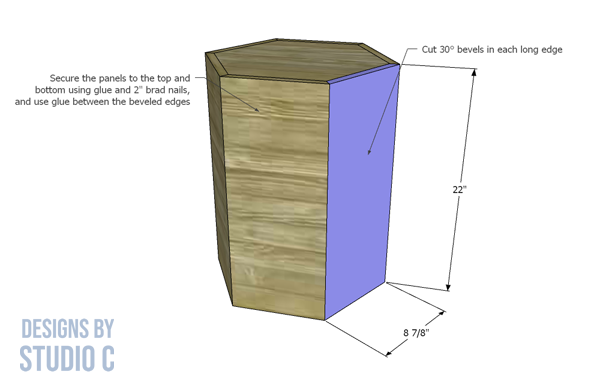 build hexagon end table sides with bevel