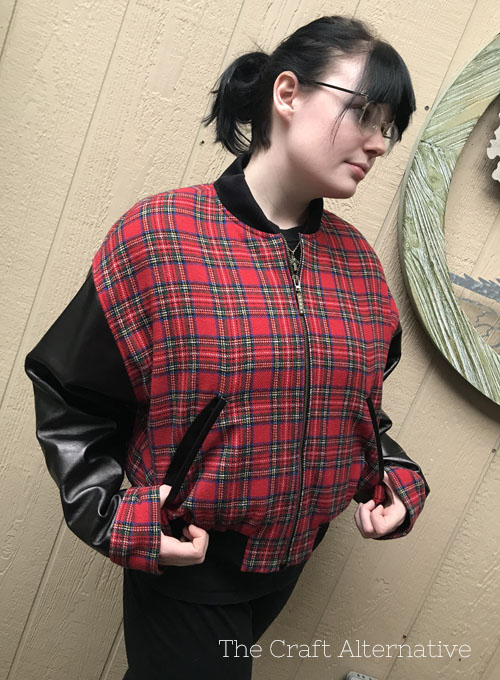 wool leather bomber jacket _front view