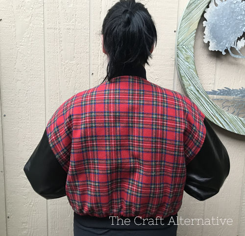 wool leather bomber jacket _back view