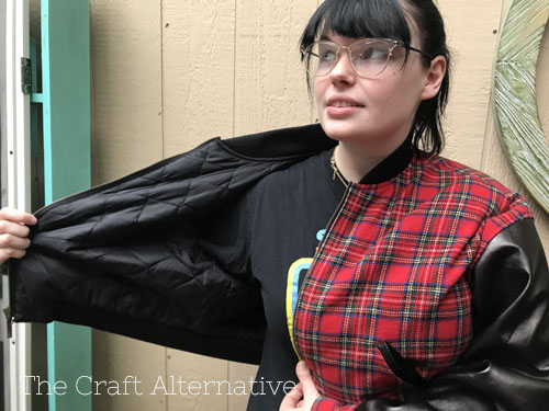 wool leather bomber jacket _lining