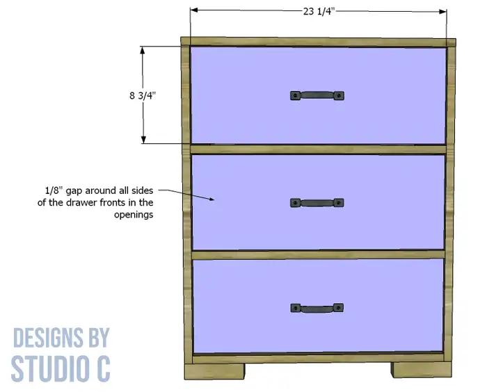 build a calvin 3 drawer storage cabinet drawer fronts