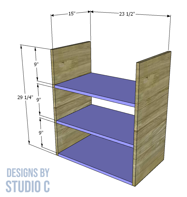 build a calvin 3 drawer storage cabinet sides shelves