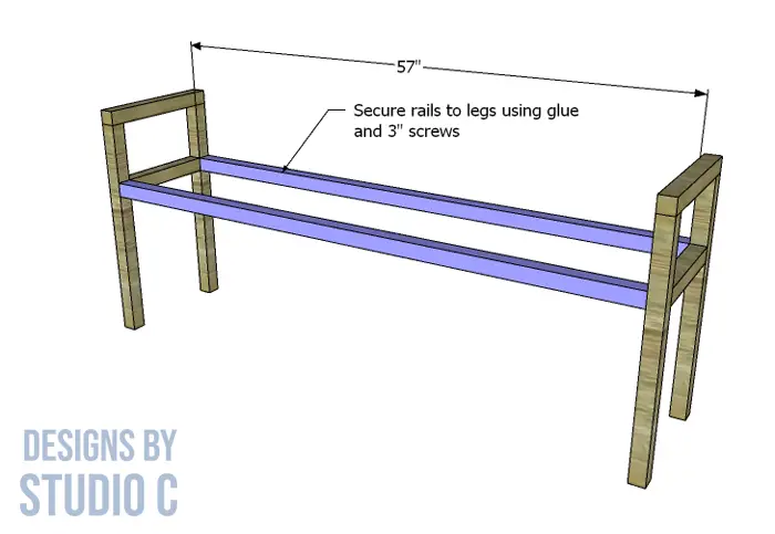 build plain bench slatted seat rails