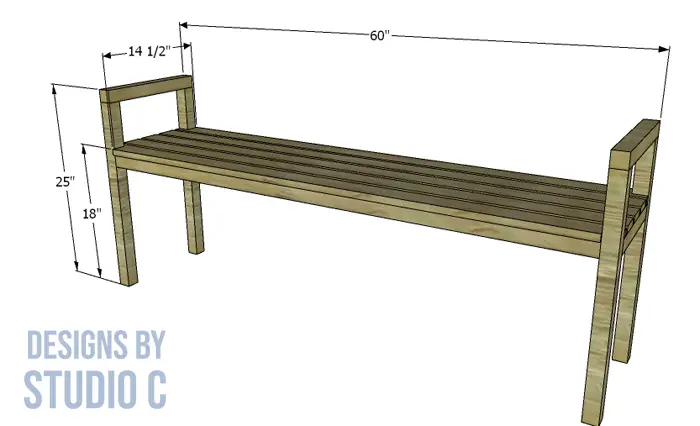 build plain bench slatted seat dimensions