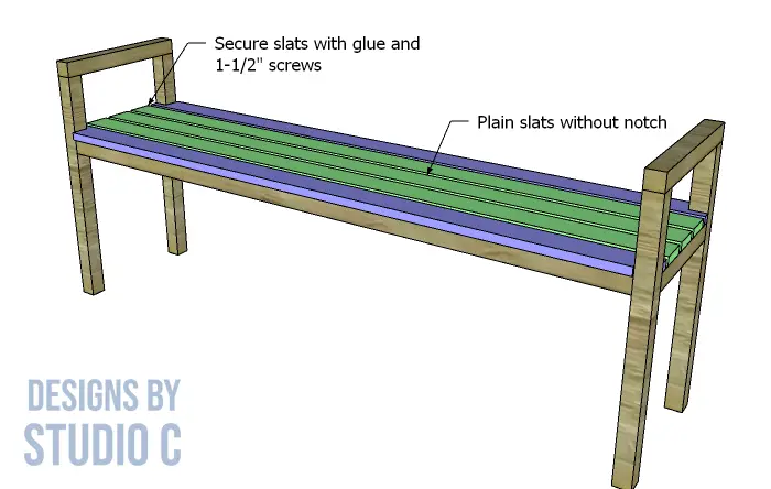 build plain bench slatted seat slats