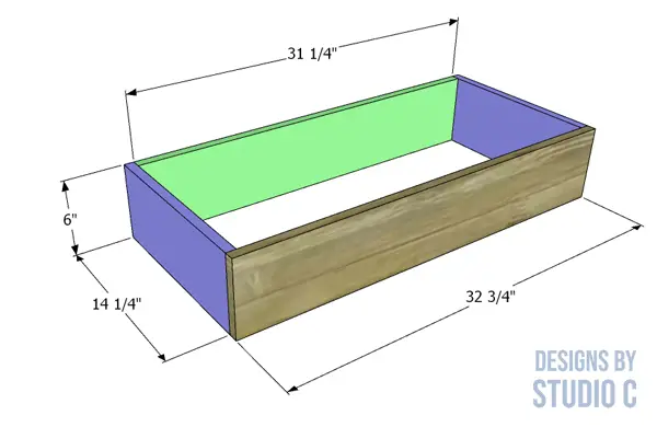 build notched tall bookcase drawer box