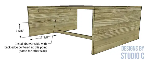 build zander coffee table drawer slide position