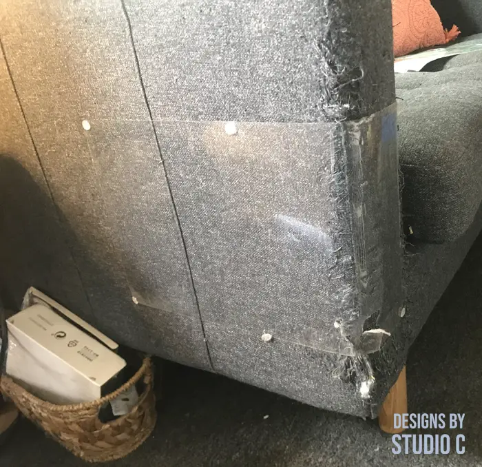 repairing cat scratched upholstery damage