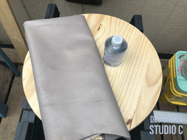 DIY Leather Top Table supplies for table top