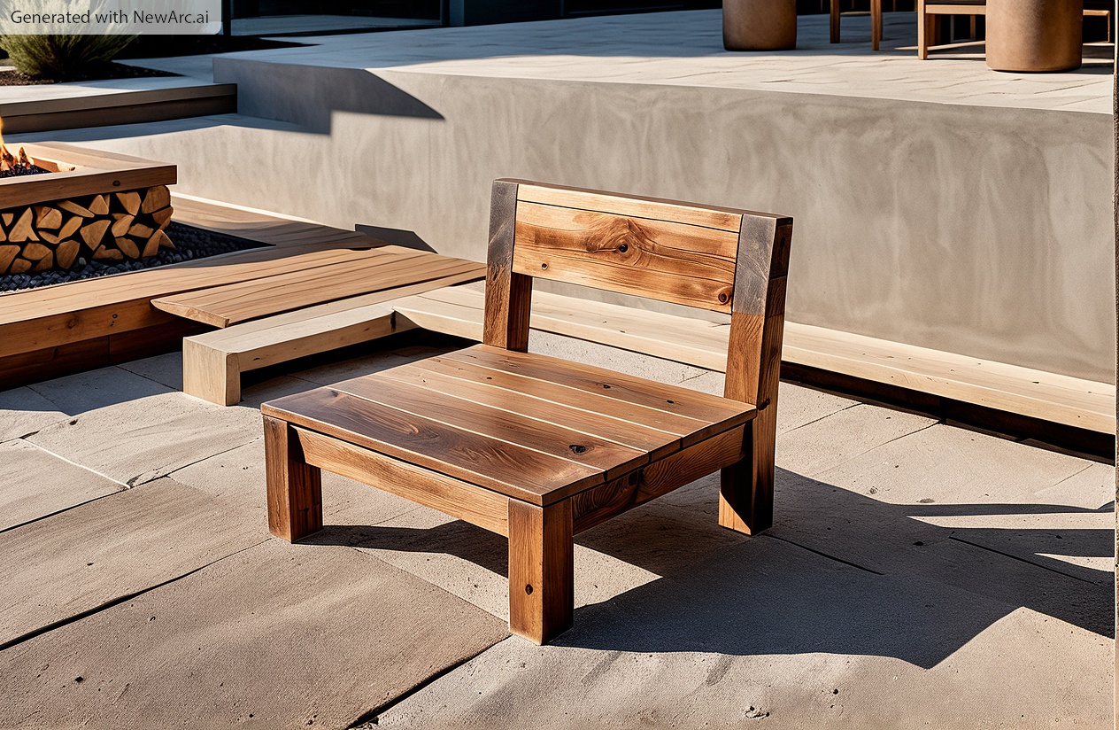 build fire pit chair slatted seat AI generated image of finished project