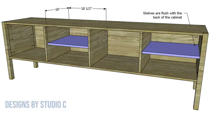 build edmond media console adjustable shelves