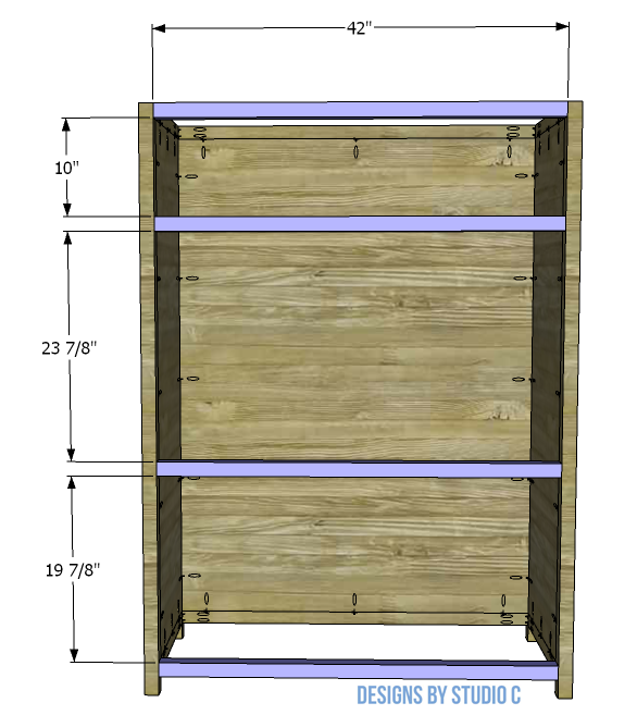 build victoria three drawer dresser front stretchers