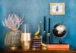 DIY home decor ideas blue wall with decorative items