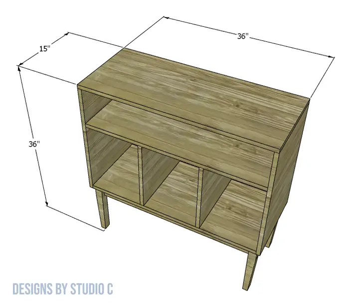 build acorn record cabinet outer dimensions