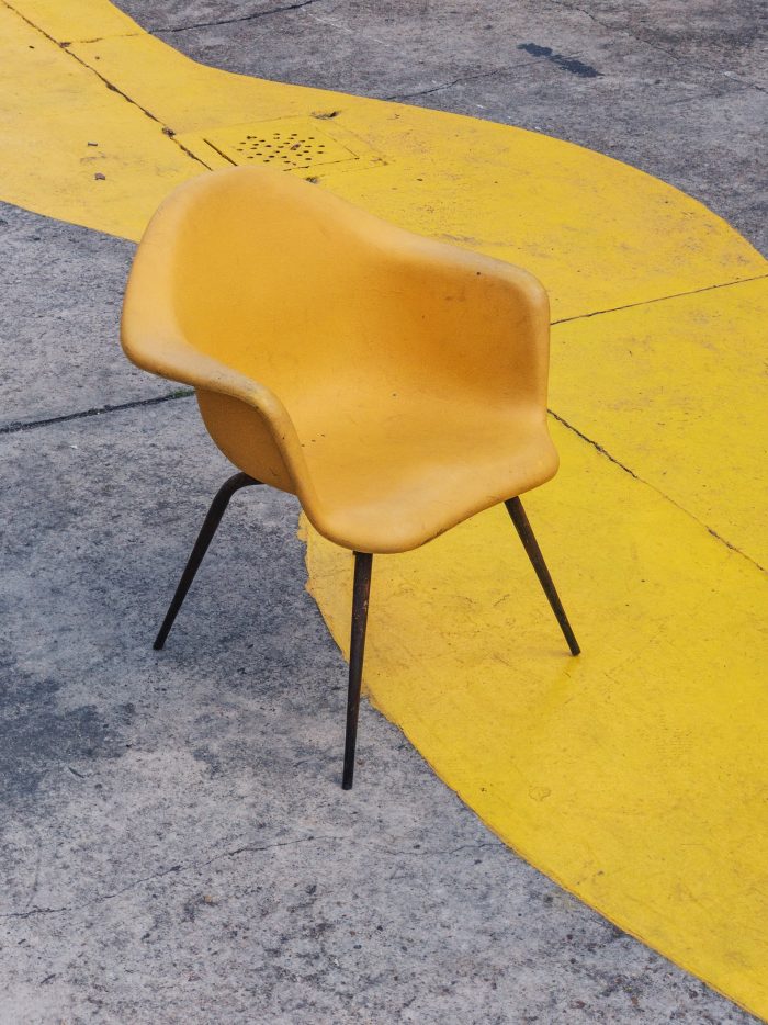 mid century modern color palette yellow chair