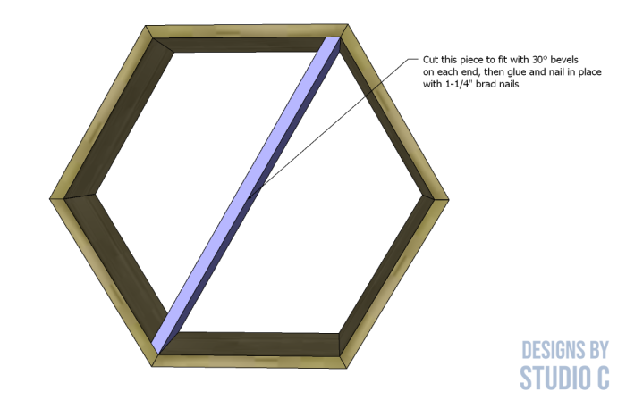 easy to build hexagon wall shelf plan drawing