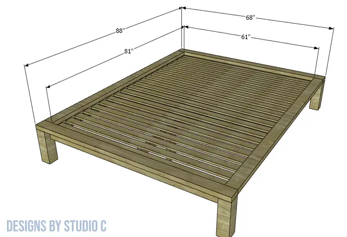 DIY queen platform bed frame dimensions