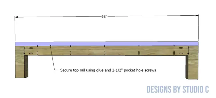 DIY Queen Platform Bed Frame top end rails