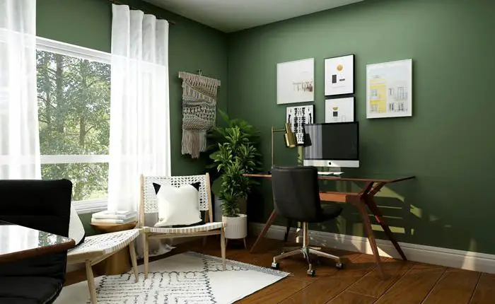 designing the perfect home office desk in corner with green walls