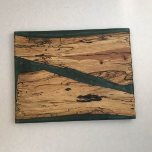 wood resin serving board green top view