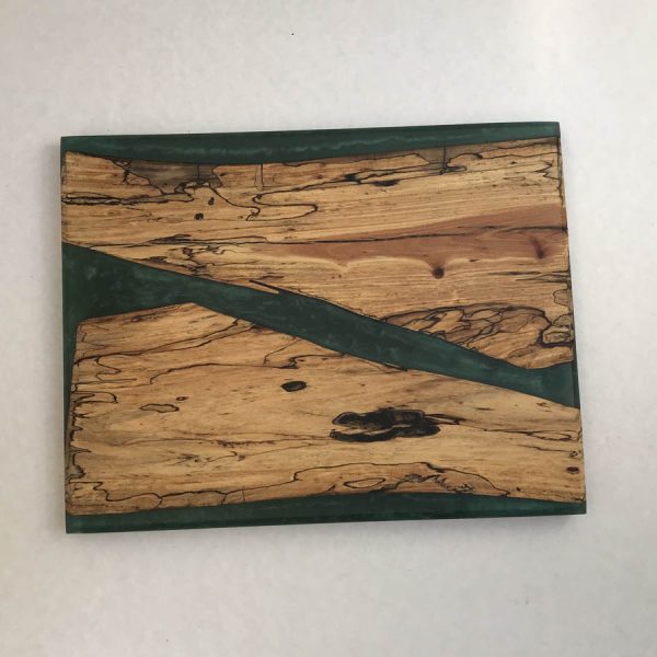 wood resin serving board green top view