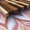 small hardwood chopping board patchwork edge view