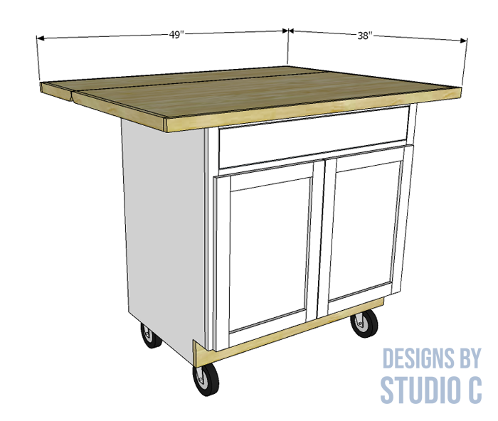 how to make a work table out of a base cabinet dimensions with leaf open