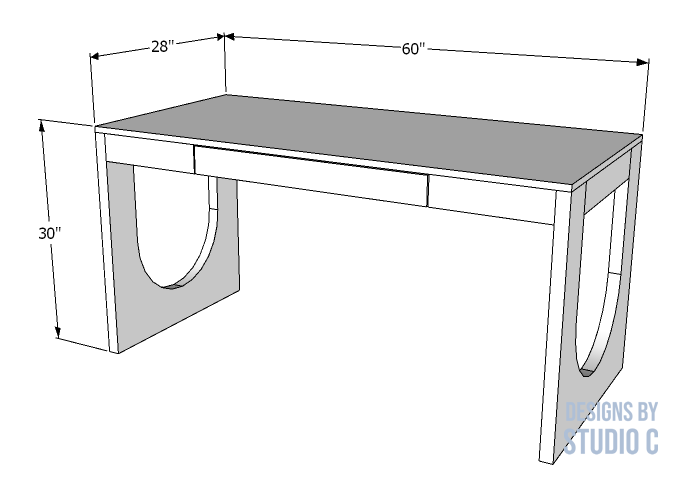 DIY plans to build the ella desk with dimensions
