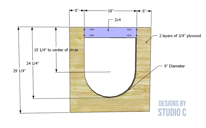 DIY plans to build the ella desk legs with u shaped cutout