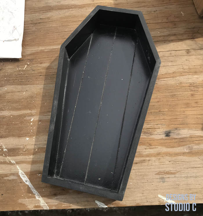 add more shelves to a wall shelf plain coffin for Halloween