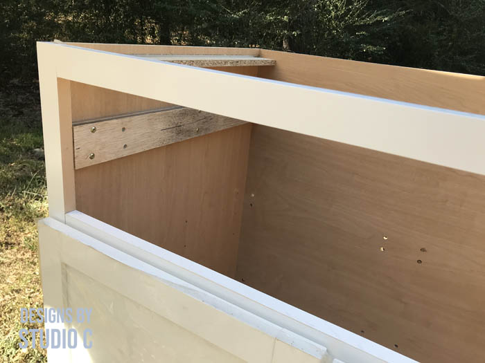 how to make a work table out of a base cabinet installing spacers for drawer slides