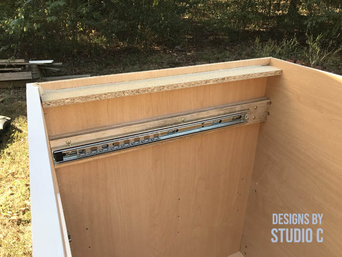 how to make a work table out of a base cabinet installing drawer slides