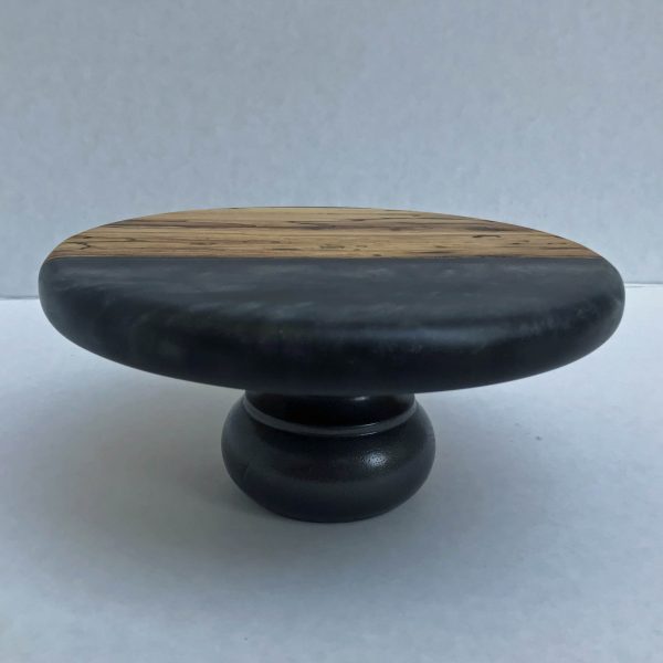 wood and resin cake serving stands large side view