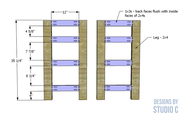 diy plans to build a lacrosse dresser legs and side framing