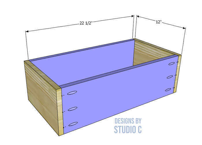 plans to build the Valerie storage cabinet drawer boxes
