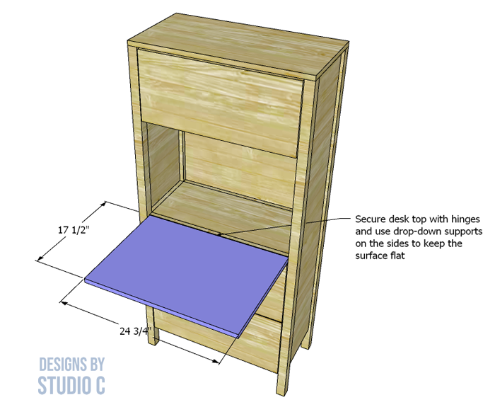 plans to build the Valerie storage cabinet drop down surface