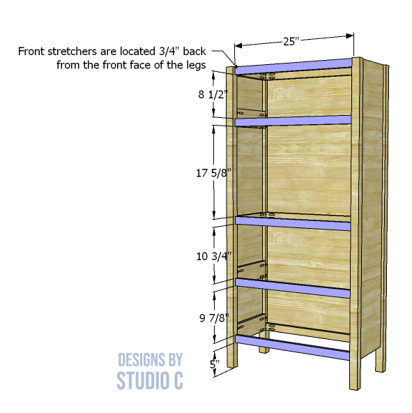 plans to build the Valerie storage cabinet front framing