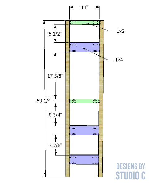 plans to build the Valerie storage cabinet side framing