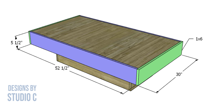 simple to build hazen coffee table trim secured to edges of top