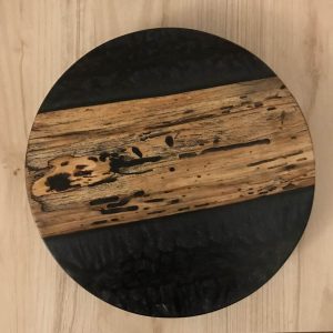 Round wood resin serving board top view