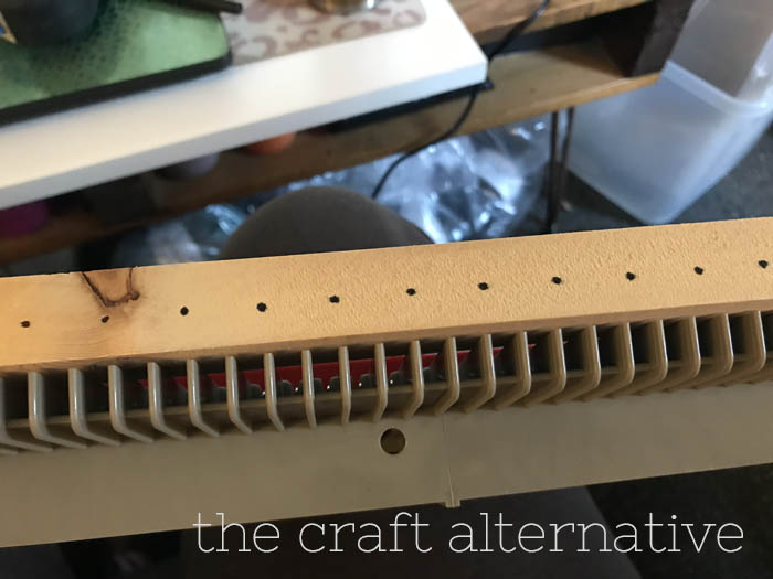 how to make a cast on comb for a knitting machine marking the spacing of the needles