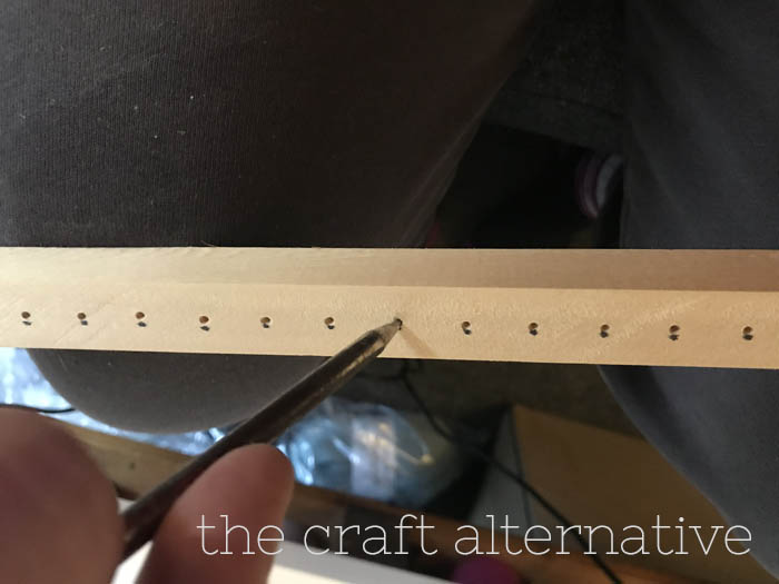 how to make a cast on comb for a knitting machine making the holes for the cup hooks