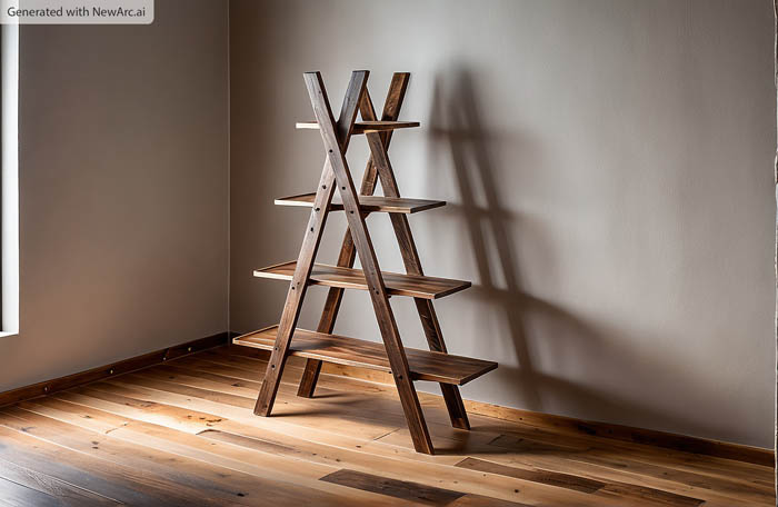 plans to build the DIY X shelf AI generated image of finished project